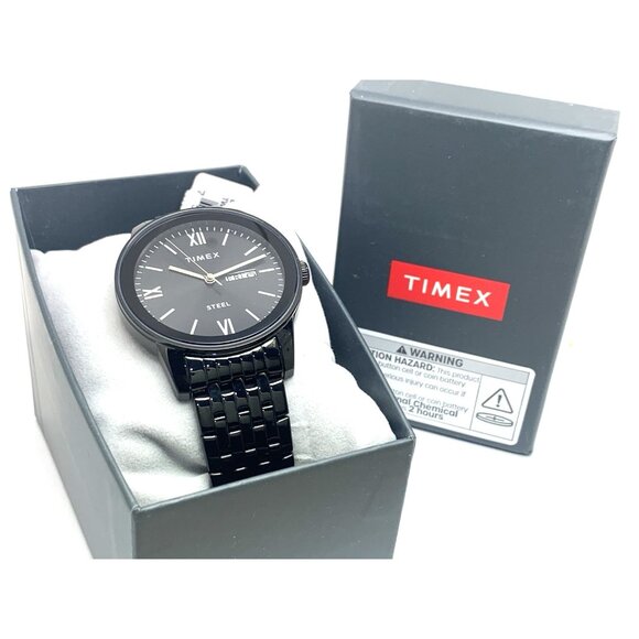Timex Men's Watch TW2T50400 Quartz Black Dial Day Date Stainless Steel 41mm - Picture 3 of 14